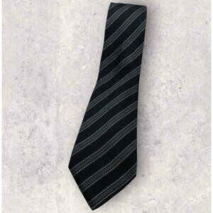 DOLCE & GABBANA Silk Tie ITALY XL Black Gray Striped W:3.5" EUC